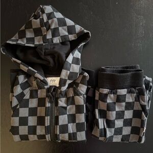Little Sleepies Toddler Monochrome Checks Zip Hoodie & Joggers